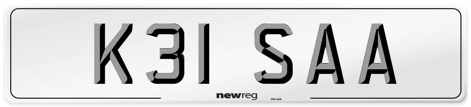 K31 SAA Number Plate from New Reg
